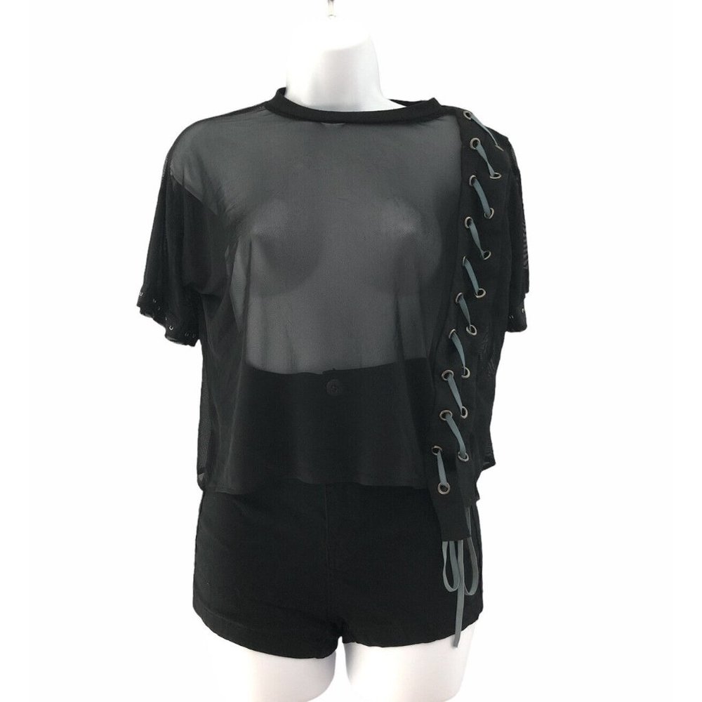 BSBW Sheer cropped black mesh size small